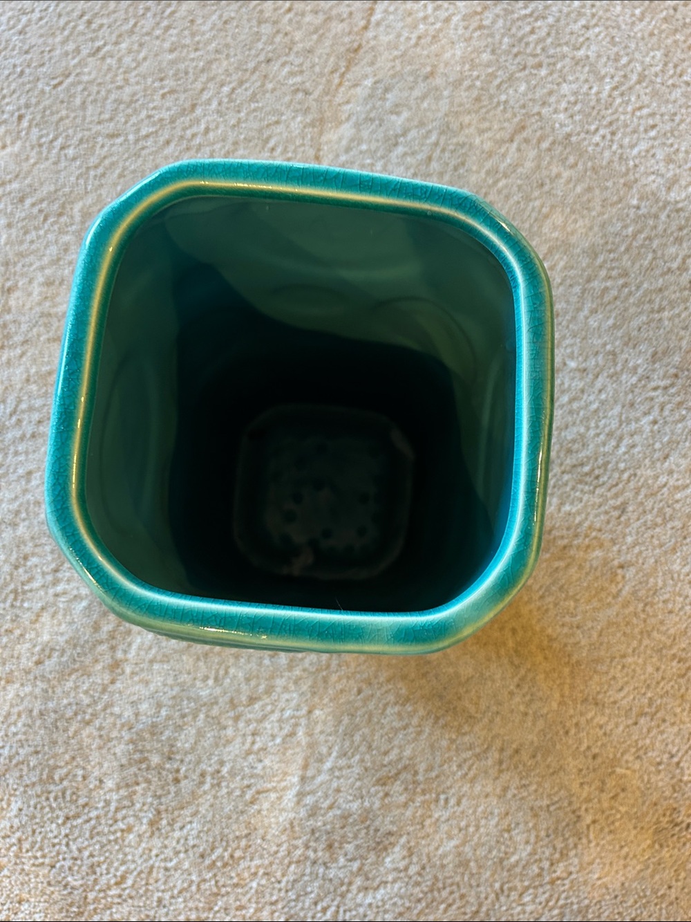 Teal Ceramic Decorative Vase with Textured Medallions - Brand: image 2